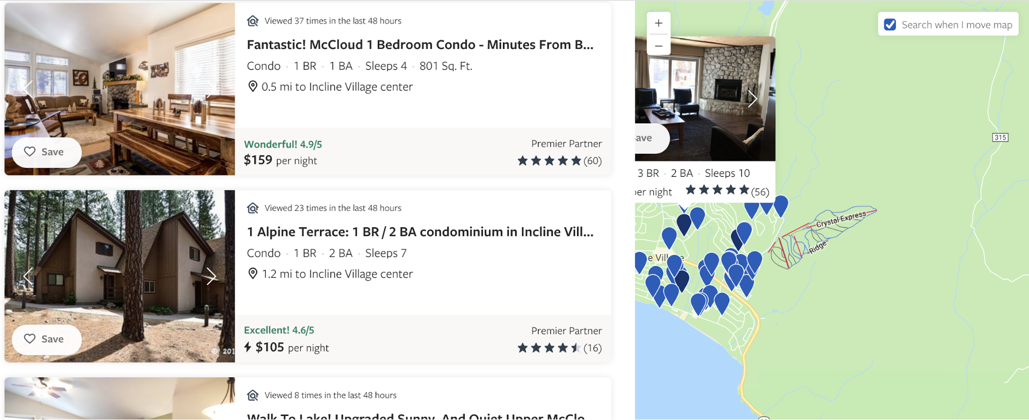 VRBO Map and listings
