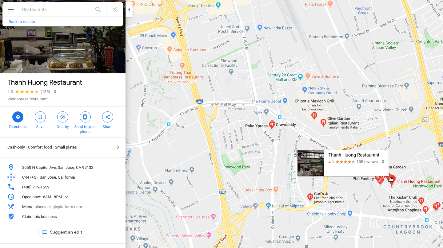 Google maps information window